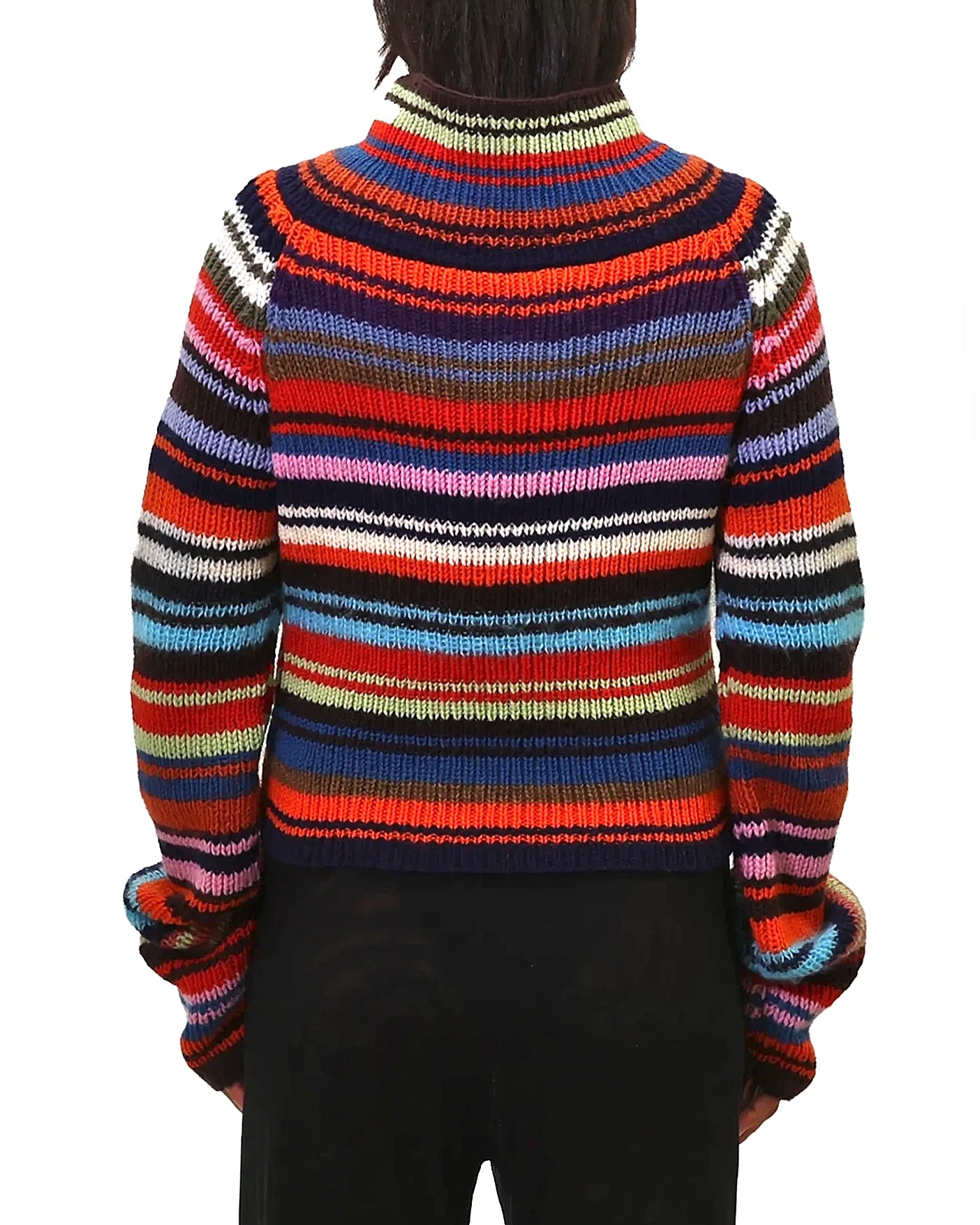 Rina | stripe rib knit cardigan with pearl buttons