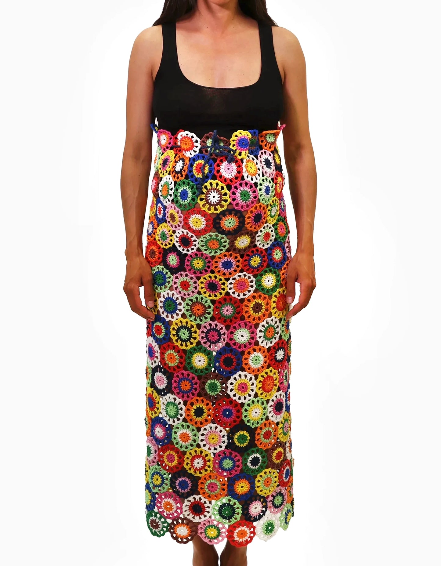 Luljeta | flower crochet doilies skirt/dress with drawstring