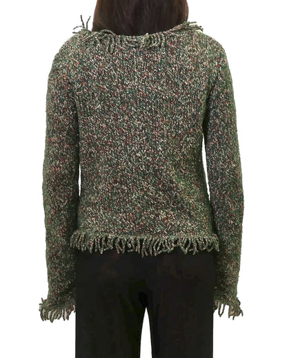 Floriana | mélange plain knit with cardigan fringes and pockets