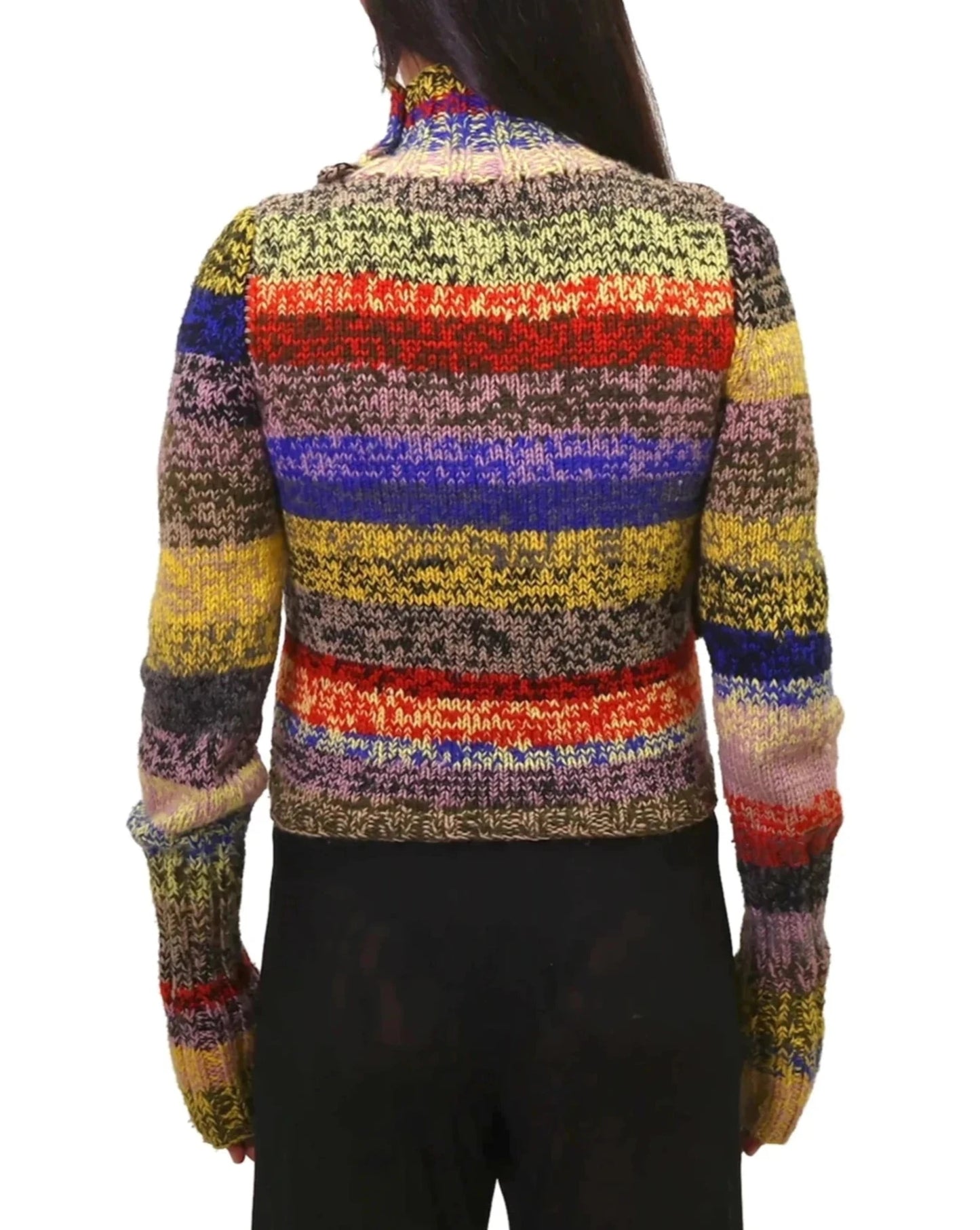 Blerta | asymmetric plain knit turtle cardigan with various buttons