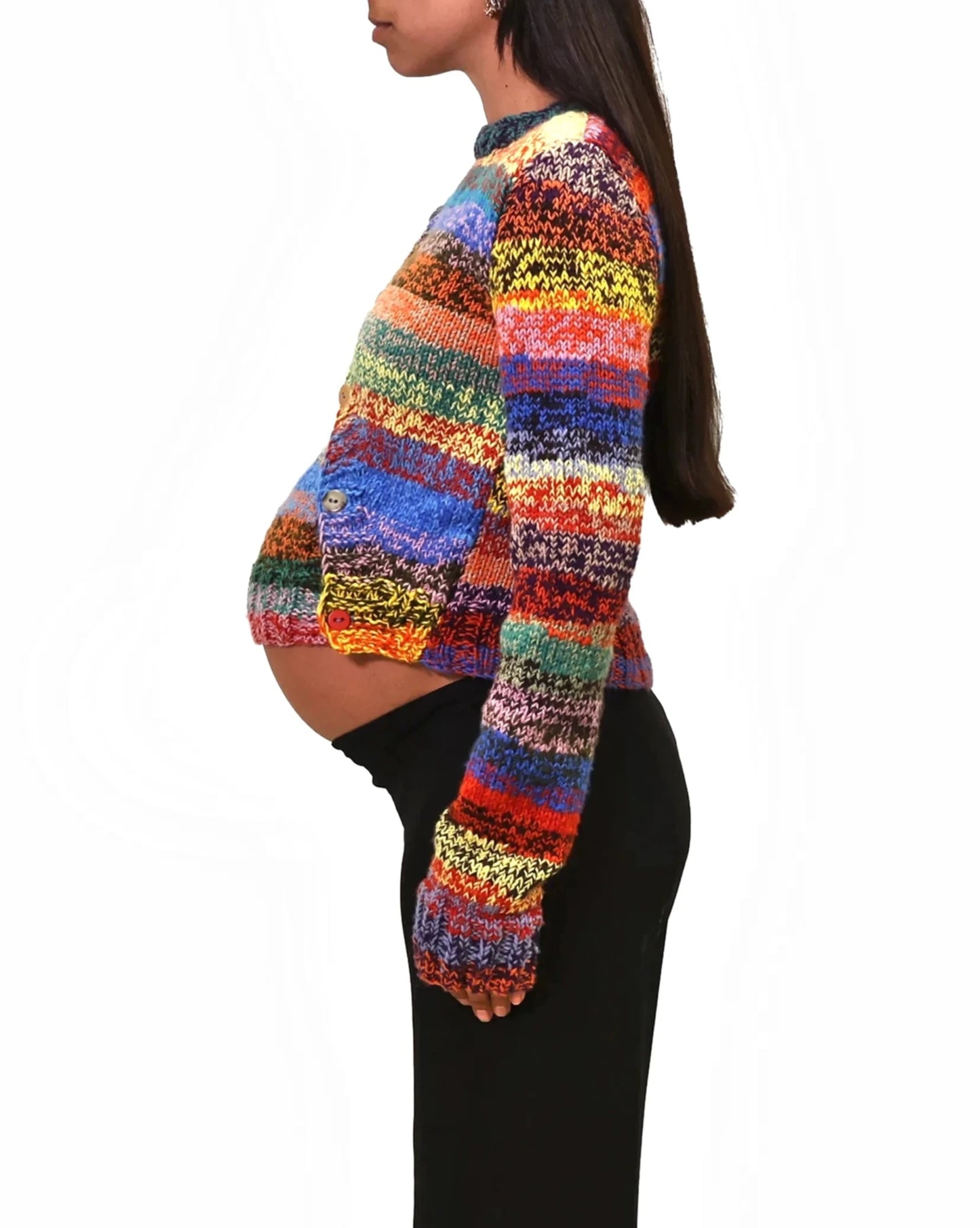 Agnesa | diagonal plain knit cardigan with various buttons