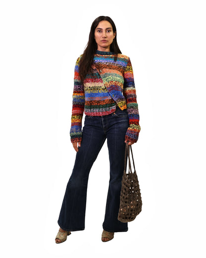 Agnesa | diagonal plain knit cardigan with various buttons