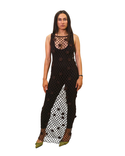 Vera | net crochet dress with dots
