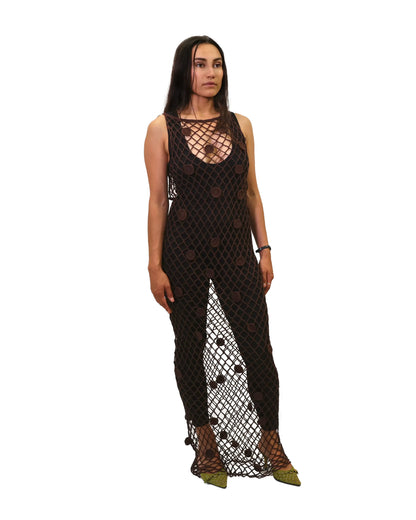 Vera | net crochet dress with dots