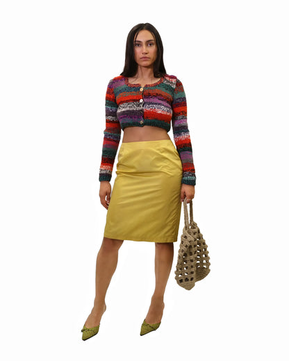 Yllka | cropped stripe plain knit cardigan with various buttons