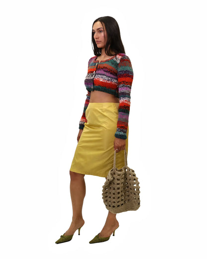 Yllka | cropped stripe plain knit cardigan with various buttons