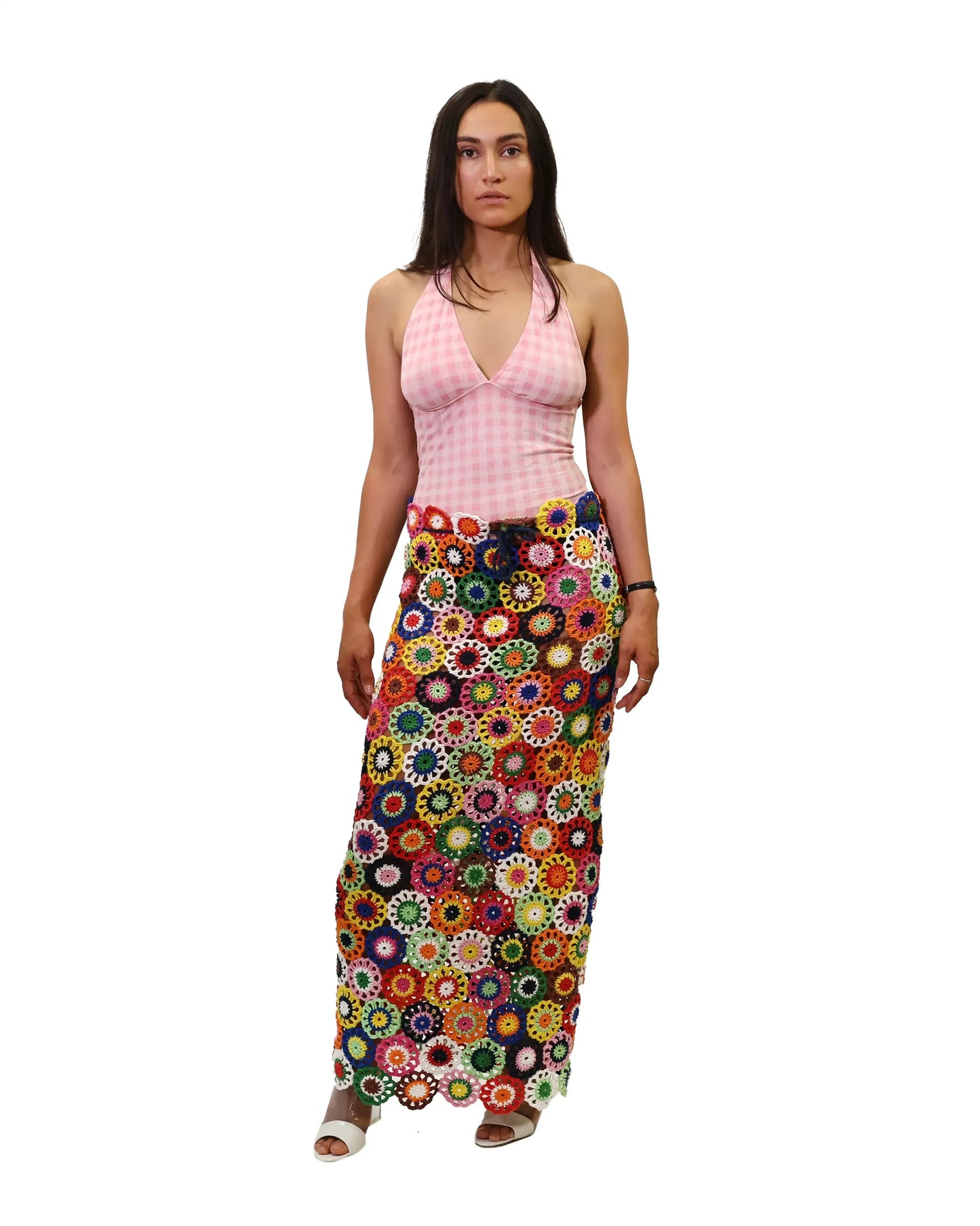 Luljeta | flower crochet doilies skirt/dress with drawstring
