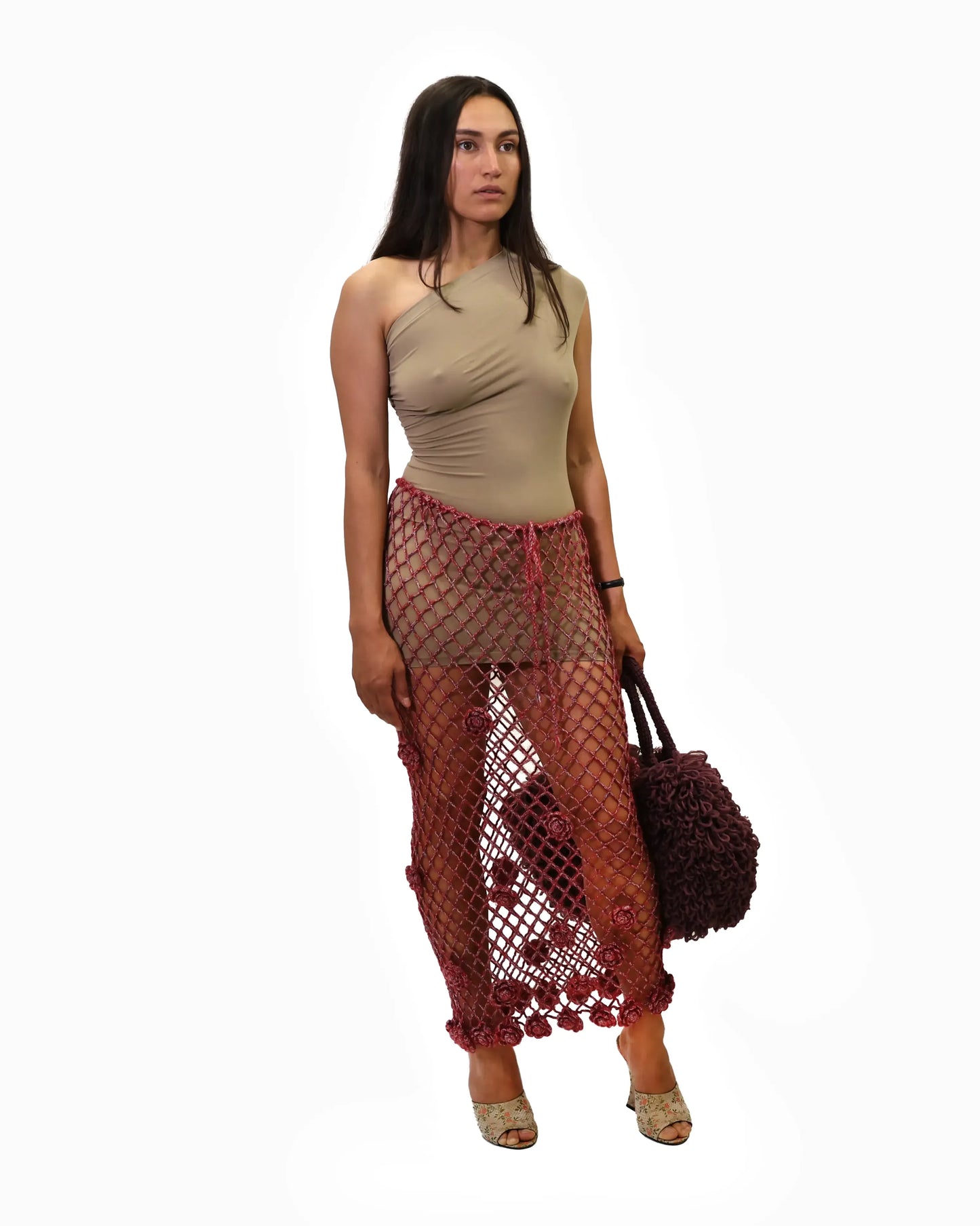 Afërdita | roses net crochet skirt with drawstring