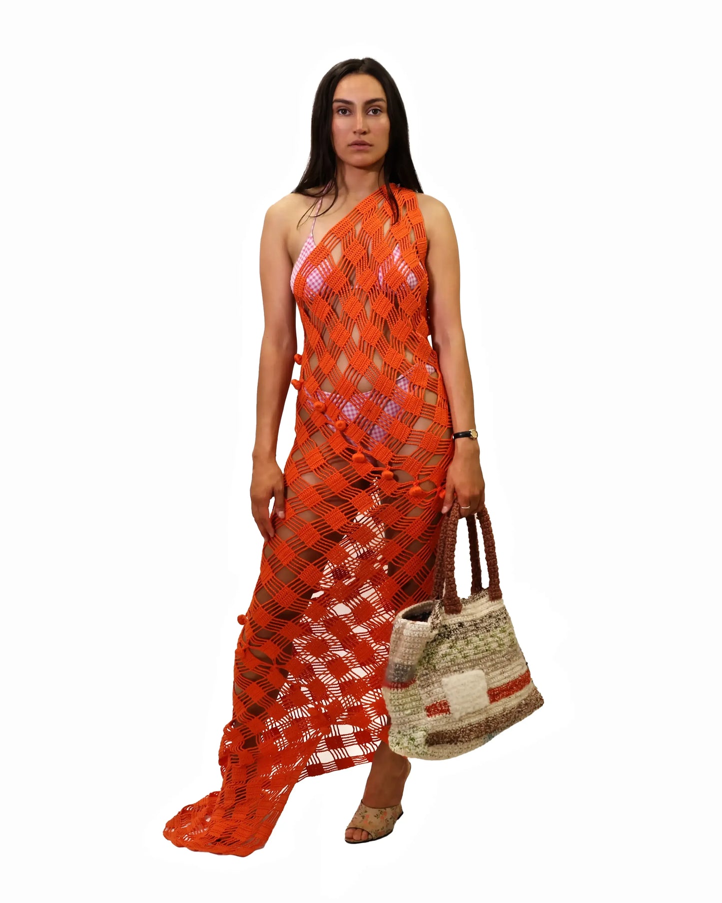 Vilma | modular oblong vichy crochet dress with matching crochet buttons