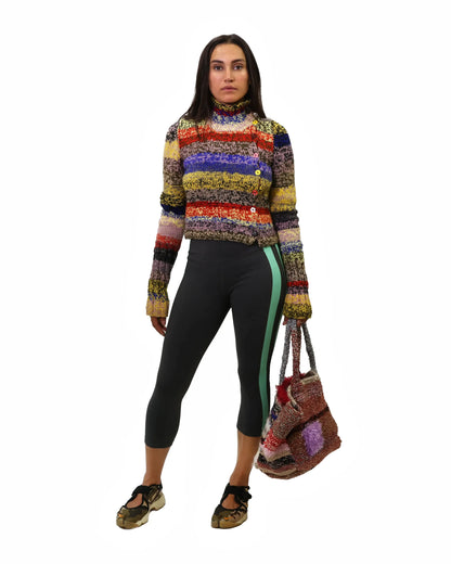 Blerta | asymmetric plain knit turtle cardigan with various buttons