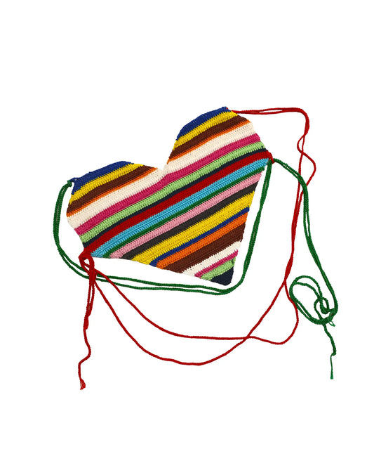 Dua | stripe crochet heart top with laces