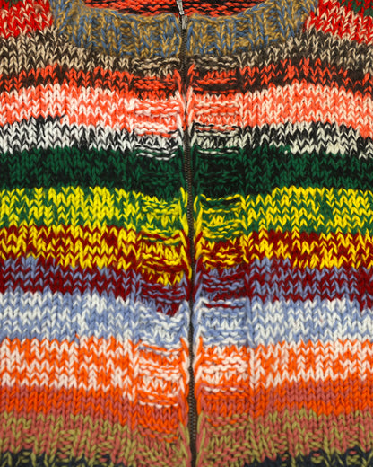 Ganimete | stripe knit cardigan with zip and wide neckline