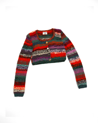 Yllka | cropped stripe plain knit cardigan with various buttons