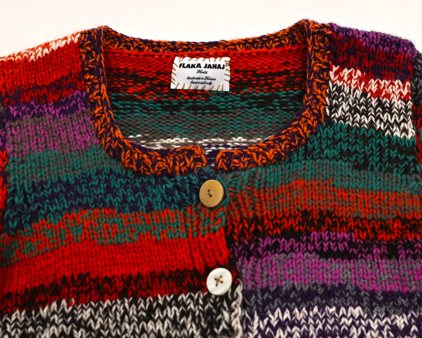 Yllka | cropped stripe plain knit cardigan with various buttons