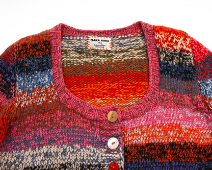 Yllka | cropped stripe plain knit cardigan with various buttons