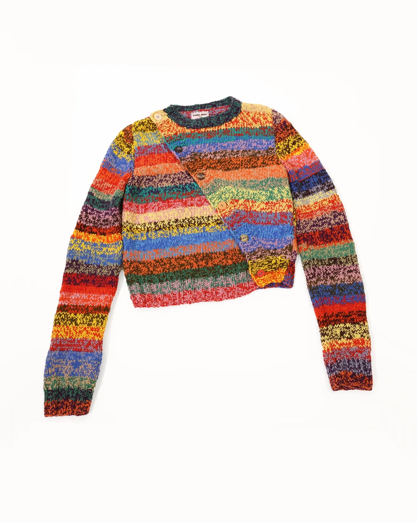 Agnesa | diagonal plain knit cardigan with various buttons