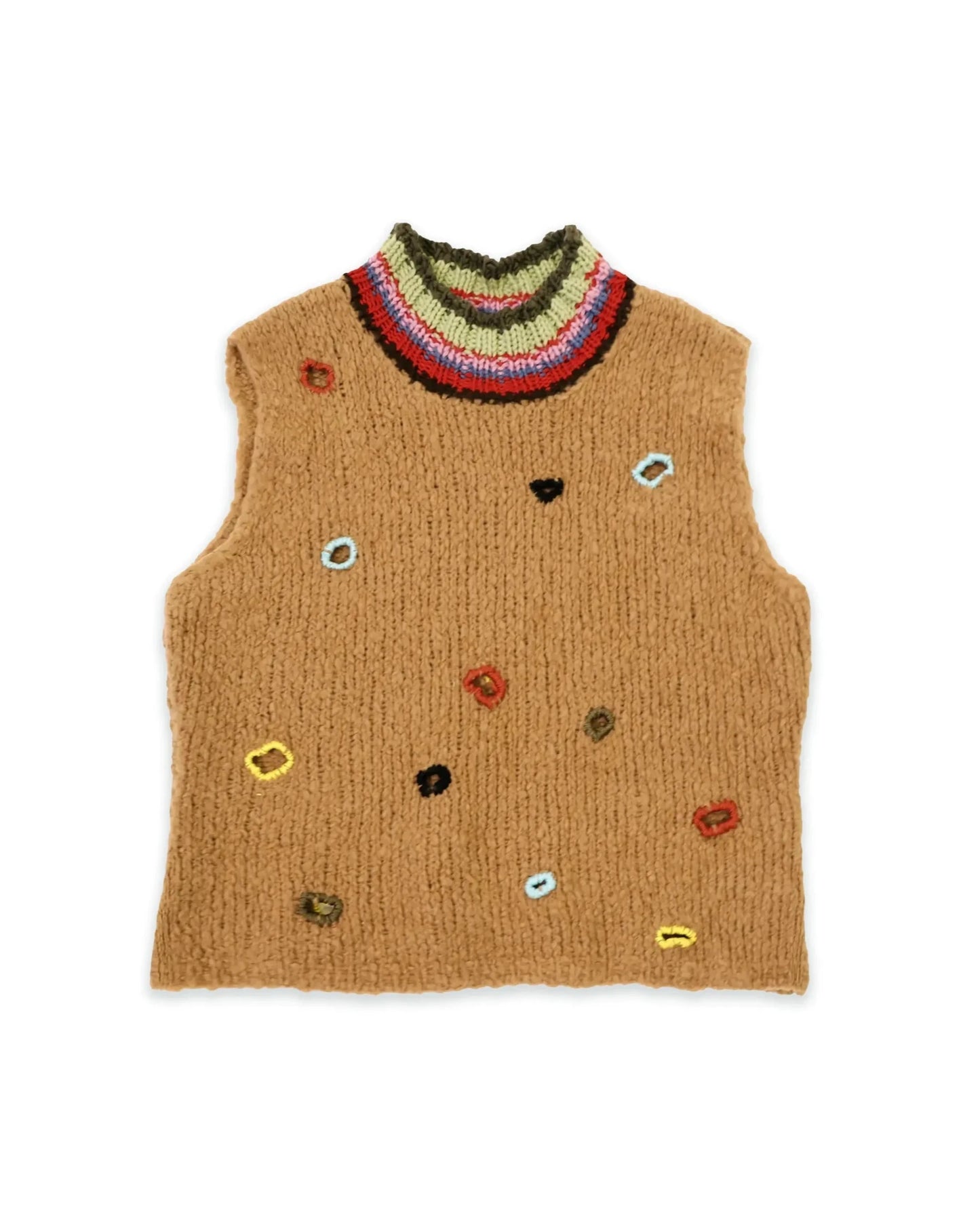 Teuta | fluffy knit turtle top with embroidered holes