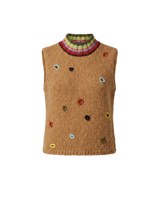 Teuta | Fluffy Knit Turtle Top with embroidered Holes