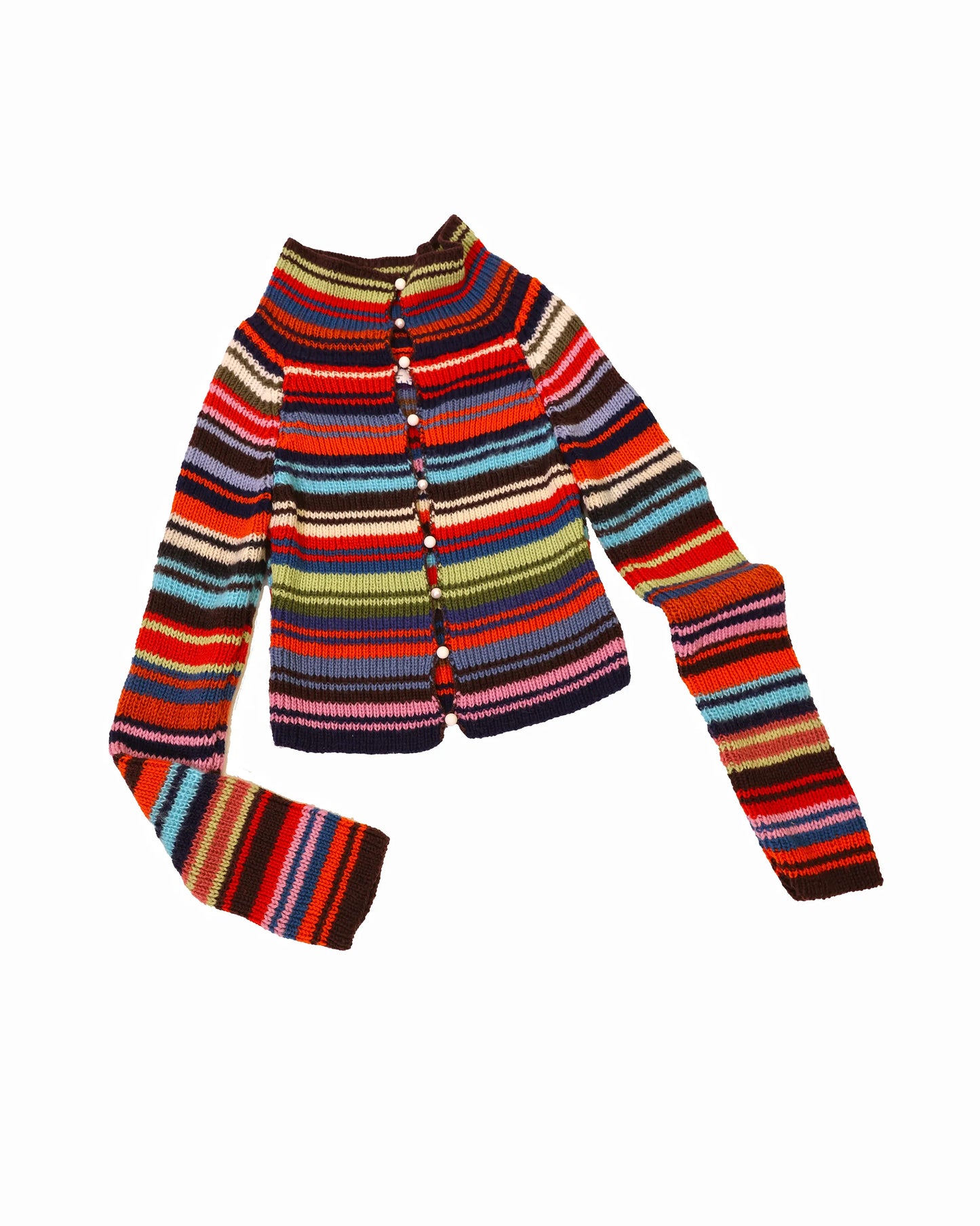 Rina | stripe rib knit cardigan with pearl buttons