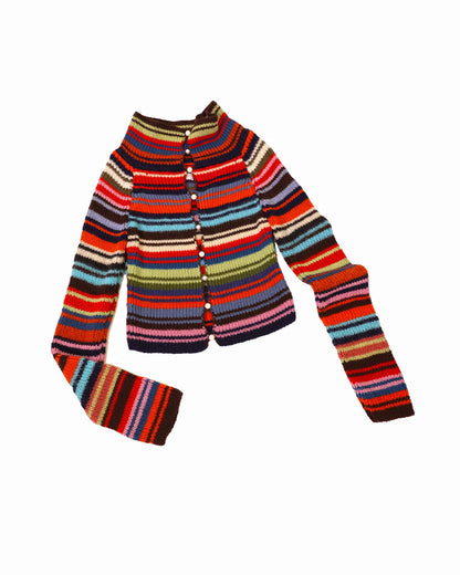 Rina | stripe rib knit cardigan with pearl buttons