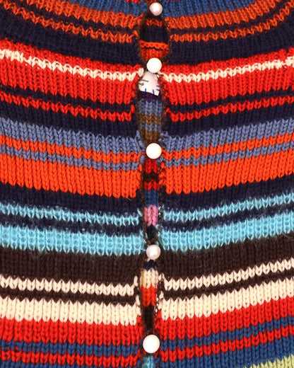 Rina | stripe rib knit cardigan with pearl buttons