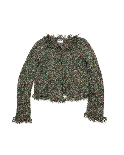 Floriana | mélange plain knit with cardigan fringes and pockets