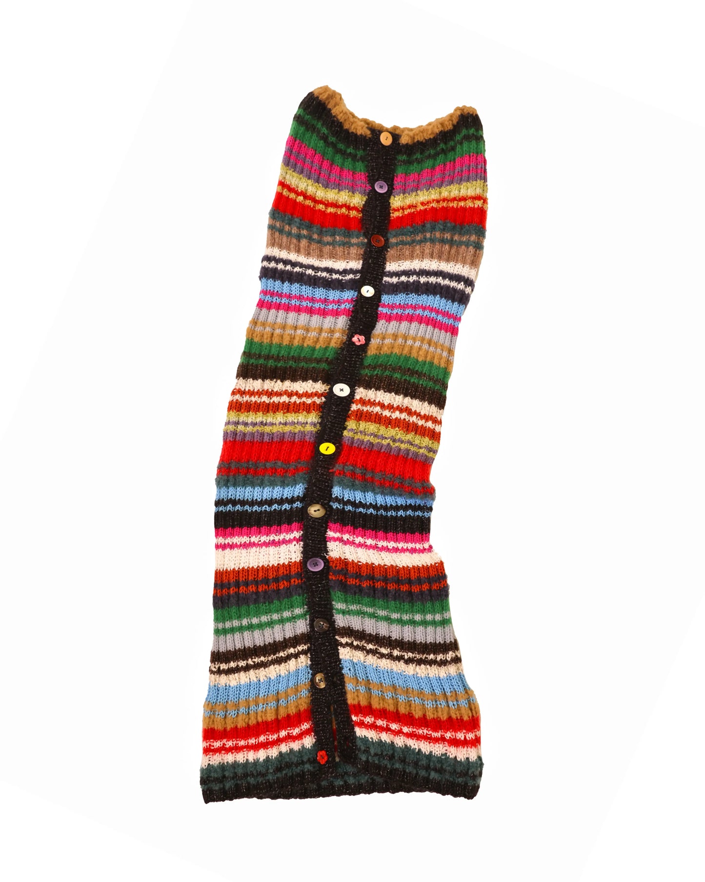 Hana | striped rib knit dress/skirt with buttons and elastic in waist