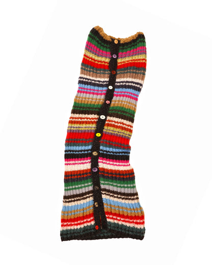 Hana | striped rib knit dress/skirt with buttons and elastic in waist