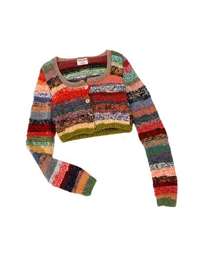 Yllka | cropped stripe plain knit cardigan with various buttons