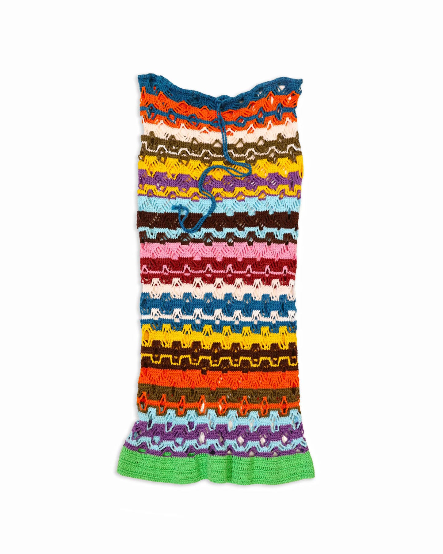 Besa | striped crochet bias vichy skirt with drawstring