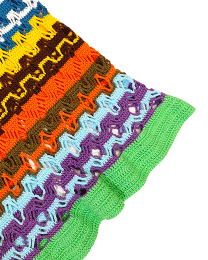 Besa | striped crochet bias vichy skirt with drawstring