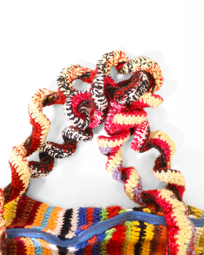 Alba | stripe crochet duffel with zip