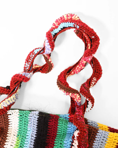 Alba | stripe crochet duffel with zip