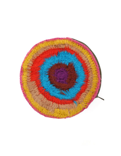 Adelina | round stripe brushed crochet clutch with zip