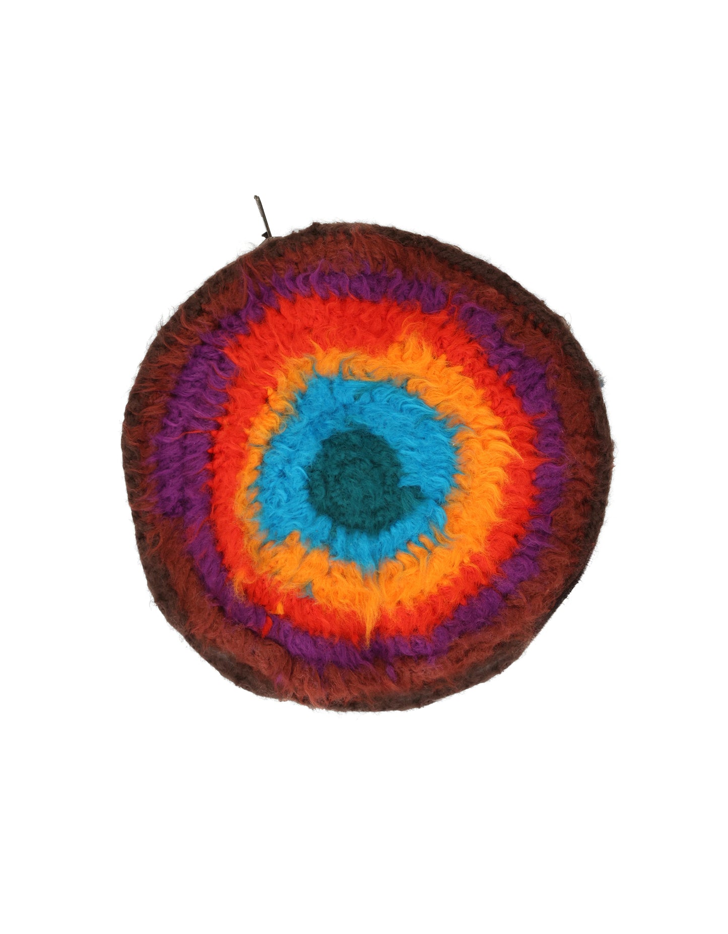 Adelina  | round stripe brushed crochet clutch with zip