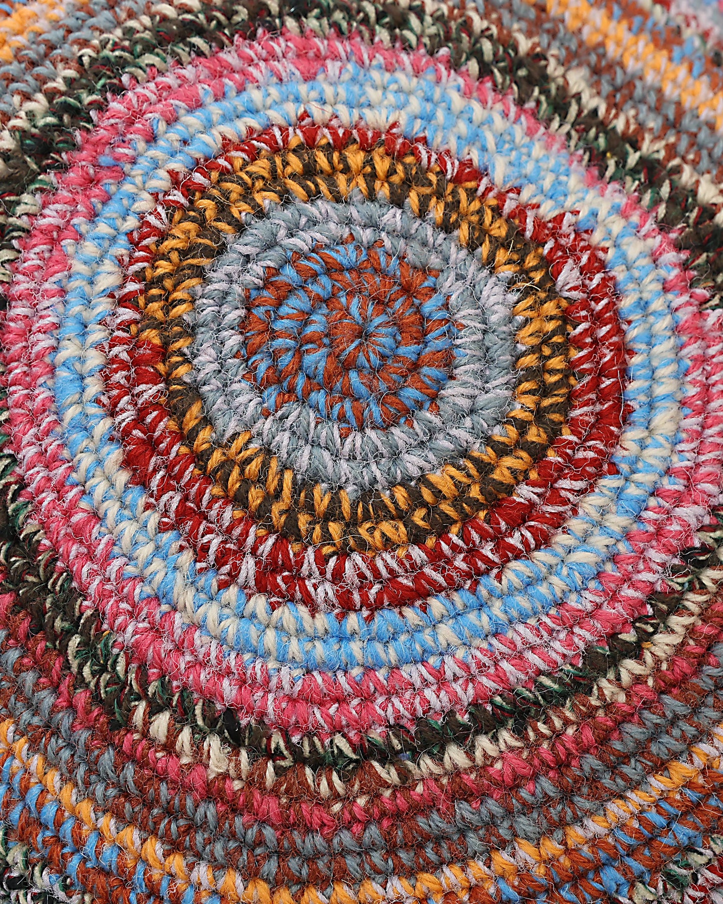 Ylber | round stripe crochet pillow with zip and down inlet