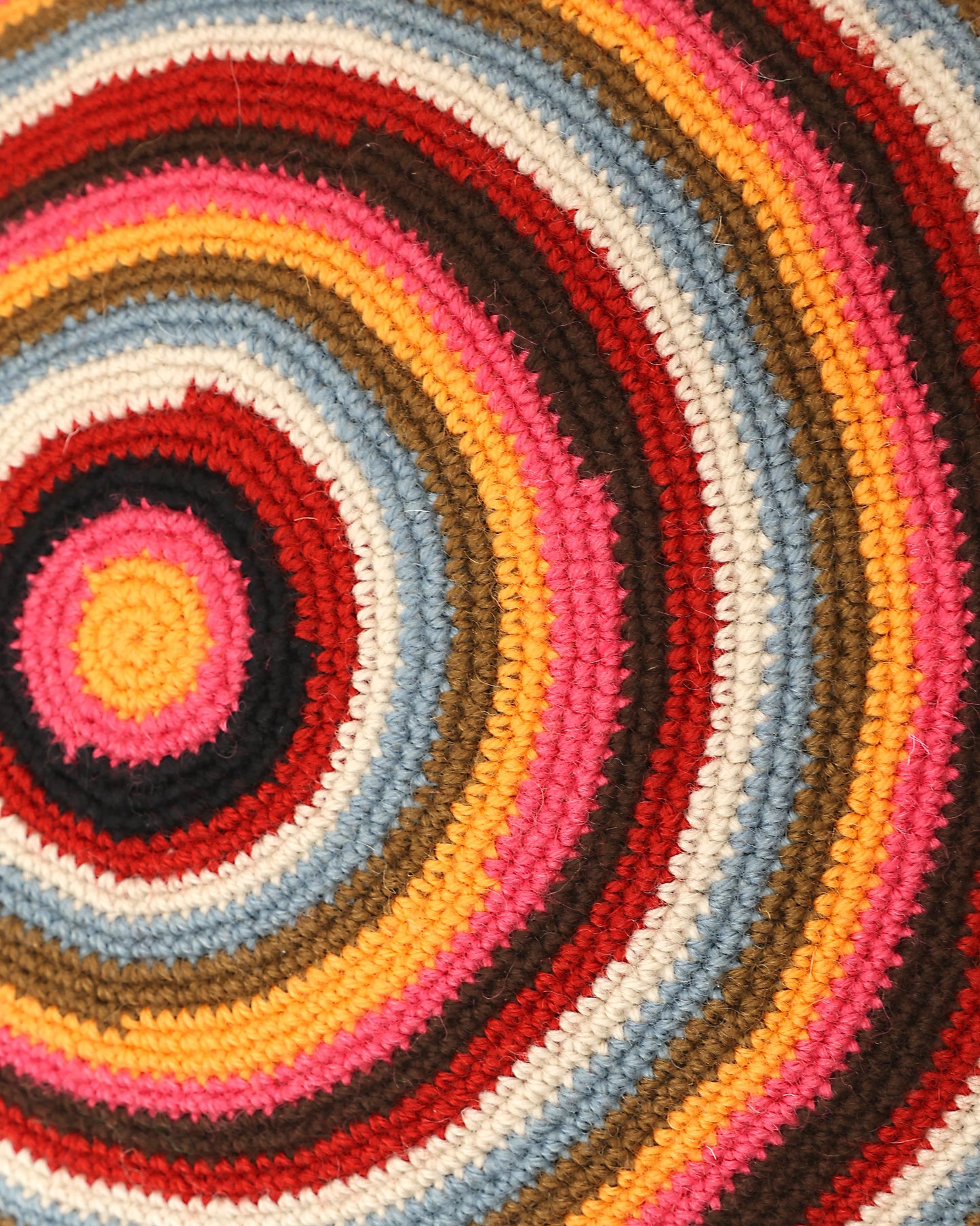 Ylber | round stripe crochet pillow with zip and down inlet