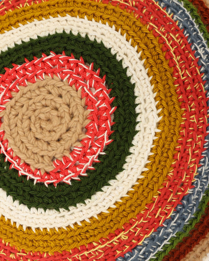 Ylber | chunky round stripe crochet pillow with zip and down inlet