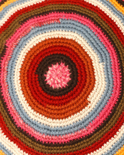 Ylber | round stripe crochet pillow with zip and down inlet